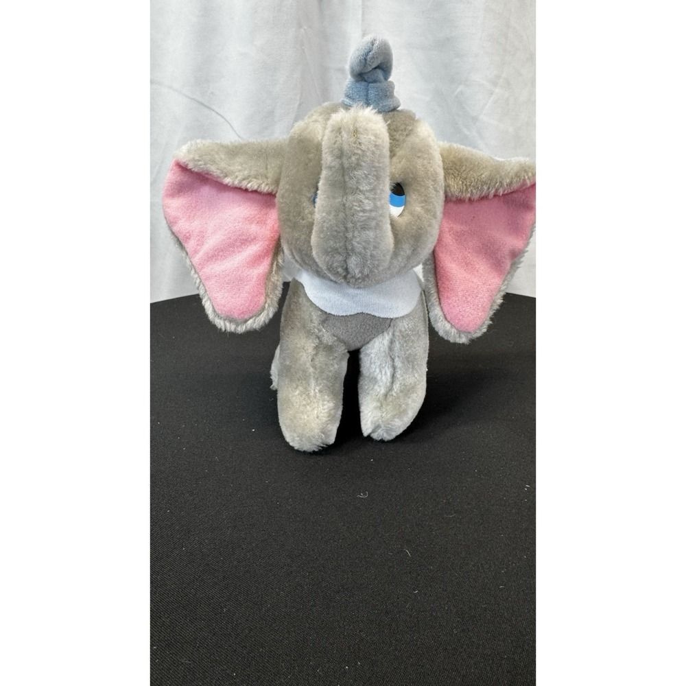 Vintage Disney Dumbo Plush Stuffedβ Animal Grey Pink Ears Blue Hat 8 Inch